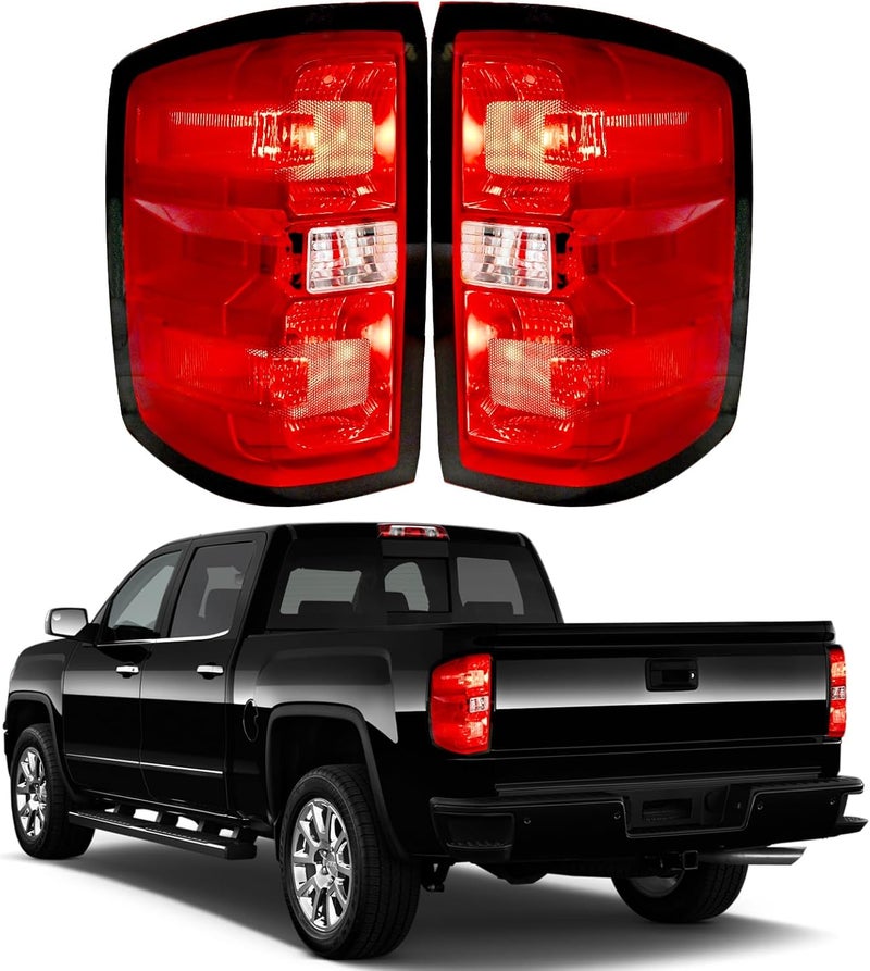 BeamTrack Tail Lights Assembly Compatible with 2014-2019 Chevy Silverado 1500 2500HD 3500HD Rear Brake Taillight Left & Right Side with Bulbs and Harness, Replace GM2801261 23141275 GM2800261 23431875 - Image 1